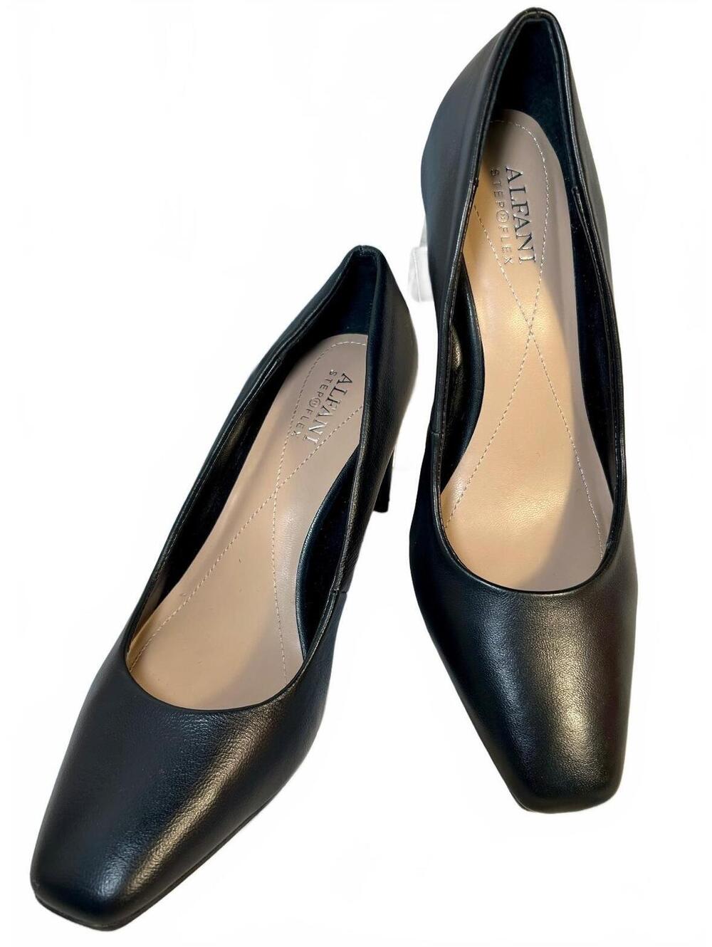Alfani Step N Flex Black Pumps Women 8M Square Toe 3” Heel Career Office Classic